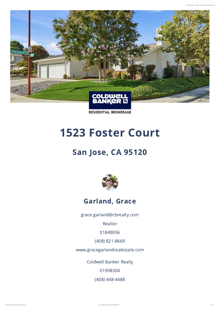 Disclosure package cover for 1523 Foster Court